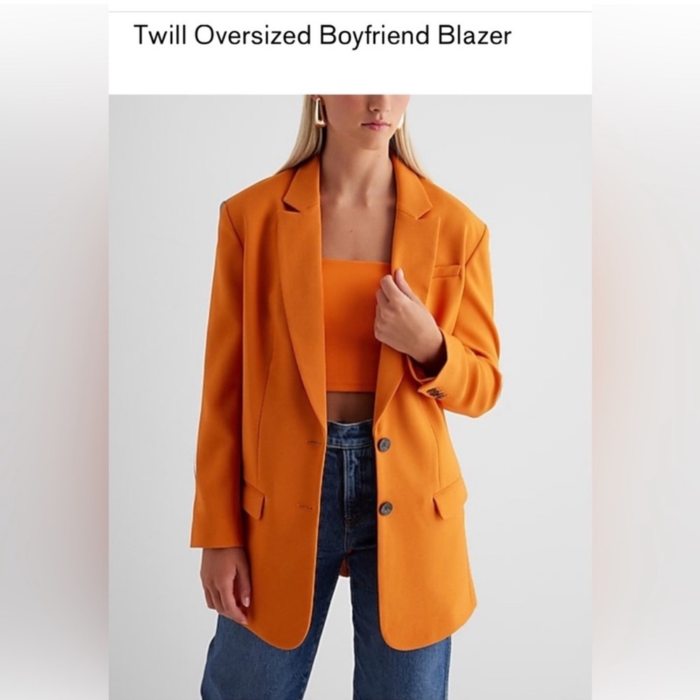 Express oversized orange Boyfriend blazer in size S